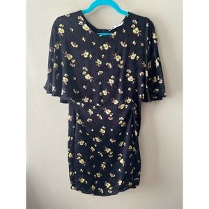 Zara Black & Yellow Floral Dress Size XL